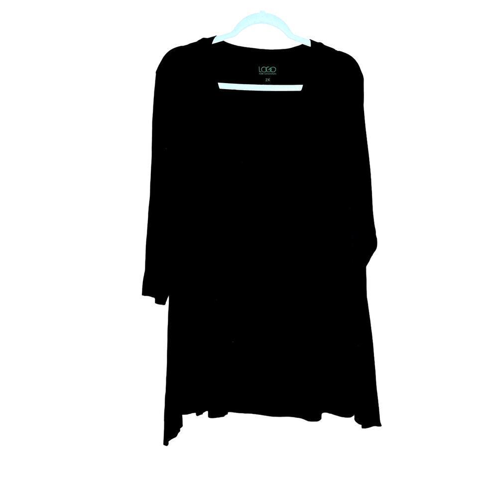 LOGO women's size 2X tunic black pockets high-low hemline  lagenlook, boho,